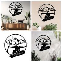 Snowboard Adventure Metal Wall Art 15.7  X 15.2  For Home Patio Balcony Elegant Hanging Ornament Ideal Large Christmas Baubles (Black,One Size) juoda