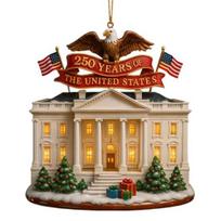 JAV 250-ojo jubiliejaus ornamentas Patriotiškas Kalėdų eglutės pakabinamas dekoras Kolekcinis suvenyras Dovanų patriotams, istorijos mėgėjams, veteranams Christmas