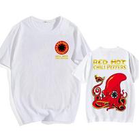 Summer Fashion Trendy Tee Men Women Vintage Top Red Hot Fire Squid Chili Peppers T-shirts Rock Band Hip Hop Streetwear Short Sleeve Men Women Tshirt 4XL