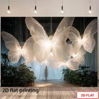 2D Elegantiškas Baltas Tinklelio Drugelio Fonas Švelni Šviesa Fairycore Sienos Dekoracija Fonas 47.2x31.5inch/120*80cm