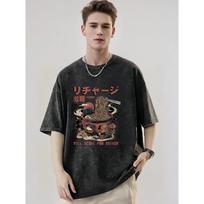 MenS Casual Graphic Tee Full Score for Energy Japanese Ramen Design  Oversized Short Sleeve Cotton Round Neck S