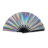 Holografinis sulankstomas vėduoklis Nešiojamas iridizuotas rankinis vėduoklis Vasaros vėsinimo vėduoklis Dekoracija Šokio pasirodymų rekvizitai vakarėlio aksesuarai