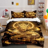 Golden dragon with halo. Bedding sets Duvet cover sets Duvet covers Pillowcases(1 * Duvet Cover 2 * Pillowcases without duvet insert) 135x200cm