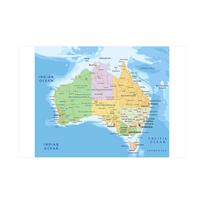 Anglų žemėlapių serija Australijos žemėlapis Linija Žemėlapis Drobė Tapyba Gyvenamasis kambarys Namų dekoravimas Vaikų mokyklos reikmenys 59*42cm