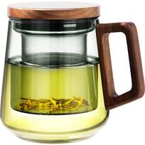 Glass Teapot with Wooden Lid and Handle Enchanti Tea Pot 525ml Glass Tea pot with Infuser Strainer, Enchantipot Magic Tea Pot 525ml