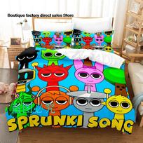 Sprunki Bedding Set Single Twin Full Queen King Size Bed Set Adult Kid Bedroom Duvetcover SetsSprunki  Anime parure de lit Bed EU Single(135x200cm)