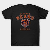 Men Black Print T-shirt Chicago-Bears No-Cut Transfer Paper Print Cotton Tshirt S juoda