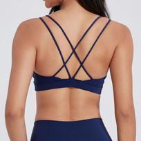 Euro-American Quick-Dry Nude Yoga Bra: Women’s Outdoor Running & Fitness Wear Large tamsiai mėlyna spalva
