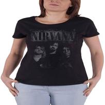 Nirvana T Shirt Faded Faces Band Logo Official Womens Junior Fit Black Size M S juoda