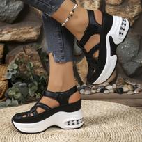 Wedge sandals summer new products Baotou Velcro air cushion muffin bottom large size casual sandals 35 juoda