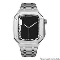 Prabangus nerūdijančio plieno modifikavimo rinkinys Apple Watch 11 10 9 8 7 46 45 41, metalinis dėklas iWatch 6 5 4 3 SE 44 40, apyrankių rinkinys 40mm-Series 6 5 4 SE sidabras