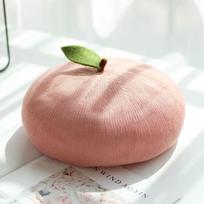 Pink Peach Beret Fruit Caps Breathable Beanie Beret Cap Fashion Girl Painter Hat  Female Lady oranžinė