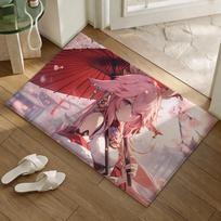 Genshin Impact Yae Miko Floor Mat Soft Flannel Non-Slip Door Mat - Thickened Rug for Living Room Home Decor 40x60cm