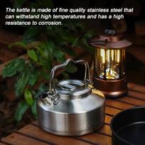 Stainless Steel Camping Kettle Portable Coffee Pot Outdoor Picnic Cooker with Locking Handle Wide Base for Stable Use 900ml Silver Teapot for Hiking