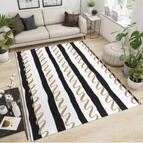 Navy Blue Mid-Century Modern Area Rug, Nordic Geometric Art Home Decor Rugs, Carpet for Living Room Front Entrance Floor Decor 40x60cm