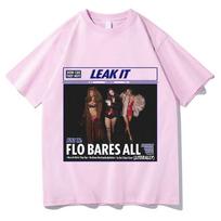 FLO Leak It Tour 2026 T-shirt Pure Cotton Fashion Casual Graphic Tshirts Loose Cotton Short Sleeve Female T Shirt Print Tops Tee S įvairiaspalvis