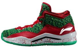 Li Ning WOW 3 Way Of Wade 3 Christmas Slip Resistant Slip Resistant Mid top Basketball Shoes Men's Green Red White ABAJ013-12 42