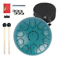 8 Inch 11-Note Steel Tongue Drum  Rain Drum Sound Healing Instrument Kit Yoga/Medical/Outdoor/Anxiety Relief Tool žalia