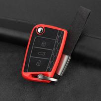 For Volkswagen VW Golf 7 mk7 Tiguan MK2 Polo Seat Ibiza 6J Leon 5F FR MK3 Skoda Kodiaq Octavia 3 A7 Car Key Case Cover raudona