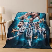 Fashion Football Star M-Messi Goat Cartoon Art Flannel Blanket,Cozy Soft Throw Blanket for Home Bedroom Bed Sofa Picnic Cover 75x90cm