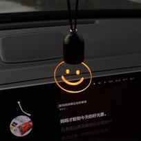 Vintage small light bulb car ambient light, car rearview mirror decoration, smiling face pendant car interior decorative light Smiling face style