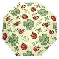 Cartoon Ladybug Folding Umbrella Wild Insects Animals Compact Windproof Travel Umbrellas Rain Sun for Adults Teens Kids Girls