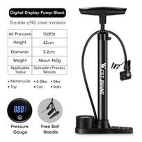 WEST BIKING 150PSI Bike Air Pump Foldable Digital MTB Road Bike Ball Tire Inflator Schrader Presta Valves Cycling Pump juoda