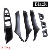 For BMW F10 F11 F18 5 Series 2010-2016 7pcs Interior Window Lift Switch Panel Door Handle Trim Carbon Fiber Black Beige ABS LHD Black-7Pcs
