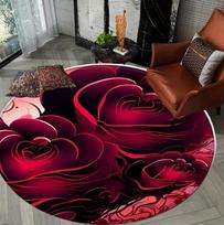 3D Dream Flower Rose Daisy Nordic Round Carpet Rug for Living Room Bedroom Child Playroom Chair Decor,Pet Area Rug Non-slip Mat Diameter 80cm