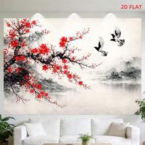 2D Traditional Chinese Landscape Backdrop for Oriental Themed Party 47.2x31.5inch/120*80cm