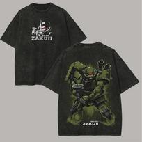 Mobile Suit Gundam MSJ Zaku II Vintage Mecha Washed Oversized Black TShirt  Mecha Anime Fan Unisex Streetwear Tee S