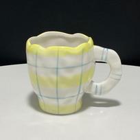 Green Tulip Mug Girls Heart Irregular Ceramic Breakfast Cup High-end Ceramic Embossed Korean Holding An Irregular Coffee Cup 301-400ml