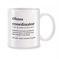 Chaos Coordinator Mugs for Women Boss Teacher Funny Work Gifts Birthday Novelty Coffee Ceramic Tea Cups White 11 Oz 301-400ml balta