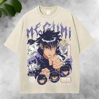 Jujutsu Kaisen Fushiguro Megumi Printed Tee Men Women Washed Cotton Tshirts Manga Vintage T Shirt Harajuku Male Loose Tshirt M