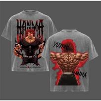 Baki Jack Hanma Clothing Men Short Sleeve Manga Tshirts Vintage Washed T Shirt Casual Cotton Tee Harajuku Male Oversized Tshirt M