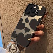 Full screen black heart-shaped mobile phone case suitable for iPhone 17 16 15 14 13 12 11 Pro/ Max/Plus anti-fall and shock iPhone 17PRO