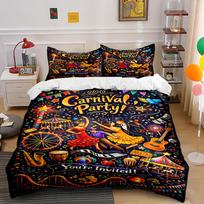 Dancers, instruments, carnival elements. Bedding sets Duvet cover sets Duvet covers Pillowcases(1 * Duvet Cover 2 * Pillowcases without duvet insert) 135x200cm
