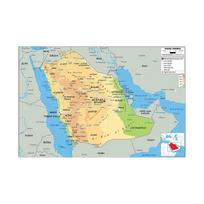 Geografinis žemėlapis Angliškas žemėlapis Saudo Arabijos žemėlapis Drobės tapyba Svetainės namų dekoravimas Vaikų mokyklinės prekės 42*30cm