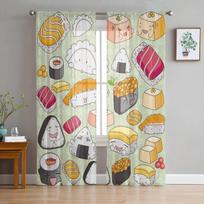 Kimono Japanese Female Geisha Curtain For Living Room Transparent Tulle Curtains Window Sheer For The Bedroom Accessories Decor W135 x H114cm