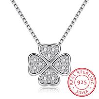 925 Sterlingo Sidabro Papuošalai Meilės Dobilas Karoliai ir Pakabučiai Cirkonio Mados Chokeris Maksi Karoliai Moterims Collares