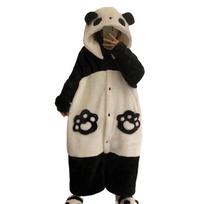 Adult Panda Cosplay Costume Robe Onesie Anime Pajamas Halloween Cartoon Pajamas S juoda