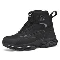 Rotating Button New Safety Shoes Men Anti-smash Anti-puncture Work Shoes Fashion Men Sport Shoes Security Protective Boots Men 36 juoda