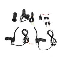 Electric Bike Throttle Handlebar Aluminum Alloy ABS 5 Lights Bike Twist Speed Handle for Modification 48V black