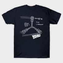 Men Black Print T-shirt Flux Capacitor Sketch Back To The Future No-Cut Transfer Paper Print Cotton Tshirt 4XL tamsiai mėlyna