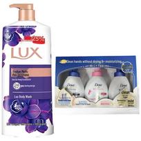 Lux Lotus Fragrant Body Wash & Dove Foaming Hand Wash Set