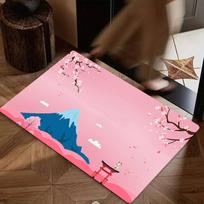 Mount Fuji Cherry Blossoms Floor Mat Suitable For Living Room Kitchen Bathroom Non-slip Mat Household Foot Mat 40cm x 60cm