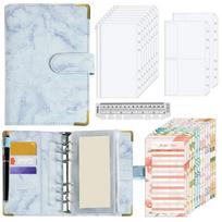 Waterproof Money Saving Binder PU Cash Budget Book Budget Binder Card Holder  for Students mėlyna