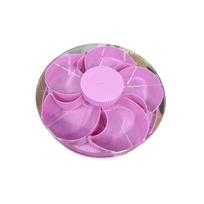 Rotating Snack Tray with Multiple Compartments Lazy Susan Serving Platter for Nuts Candy and Small Snacks Storage Organizer with Clear Lid One Size rožinė
