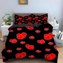 Love Heart Pattern King Queen Duvet Cover Women Heart-shaped Print Bedding Set Red Black Quilt Cover Polyester Comforter Cover 140x200cm