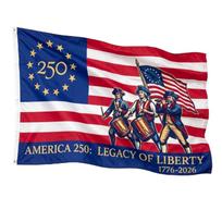 America 250th Anniversary Commemorative Flag 3x5 Feet Single Layer Double Sided Patriotic Banner 1776-2026 Legacy of Liberty Design